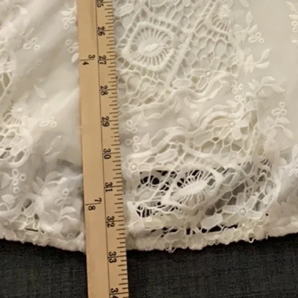 For Love & Lemons NEW Mariposa Mini Dress White XS Embroidered Lace Romantic - Picture 15 of 16